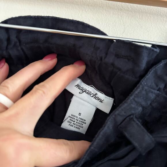 Magaschoni Linen High Rise Paperbag Shorts Black S - Picture 5 of 6